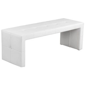 WHITE LEATHER BENCH OTTOMAN